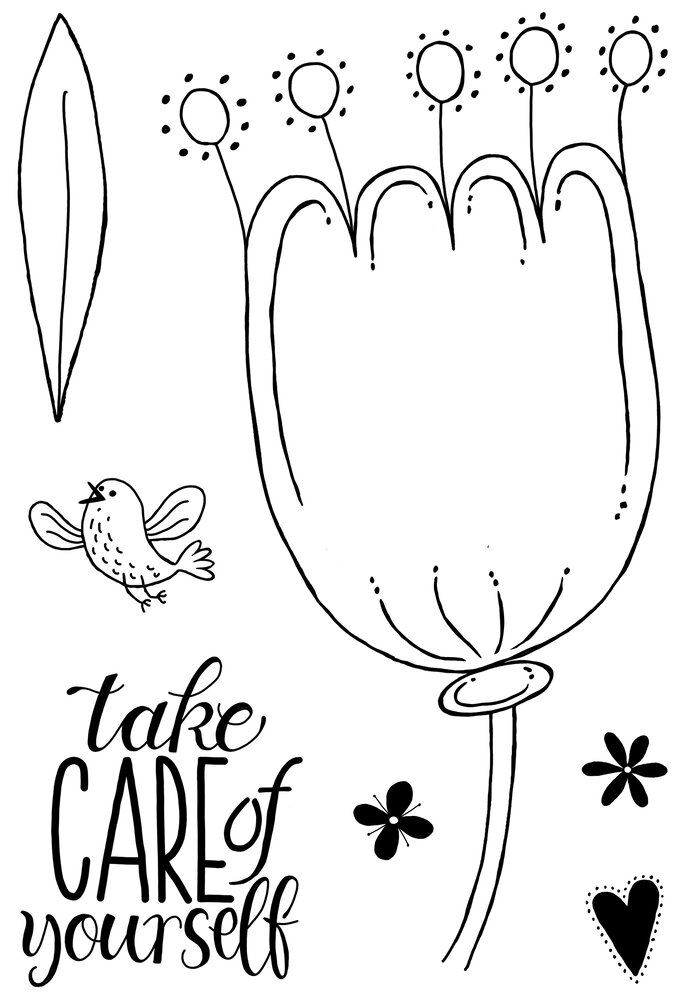 Woodware Petal Doodles Take Care Clear Stamps (JGS861) (OUTLET)