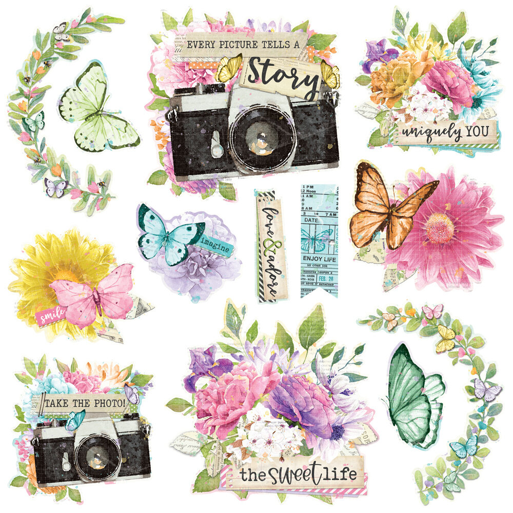 Simple Stories Simple Vintage Life in Bloom Chipboard Clusters (19734) (DISCONTINUED)