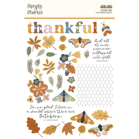 Simple Stories Acorn Lane Rub Ons (2pcs) (21021) (DISCONTINUED)