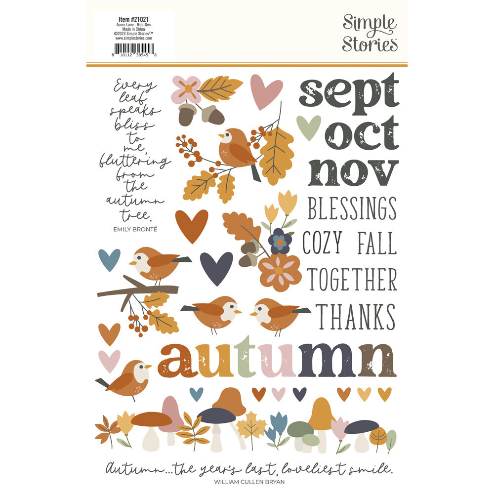 Simple Stories Acorn Lane Rub Ons (2pcs) (21021) (OUTLET)