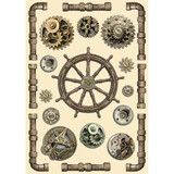 Stamperia Songs of the Sea Colored Wooden Shape A5 Rudder and Pipes (KLSP148) (DISCONTINUED)