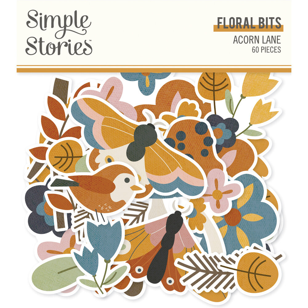 Simple Stories Acorn Lane Floral Bits & Pieces (60pcs) (21020) (DISCONTINUED)
