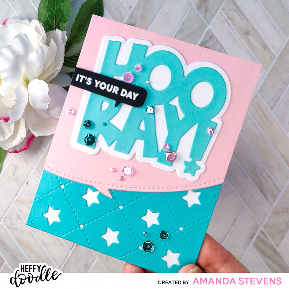 Heffy Doodle Hooray Jumbo Sentiment Dies (HFD0542) (OUTLET)