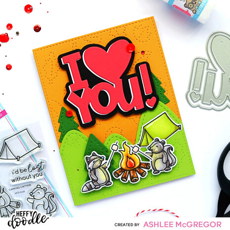 Heffy Doodle I Heart You Jumbo Sentiment Dies (HFD0535) (OUTLET)