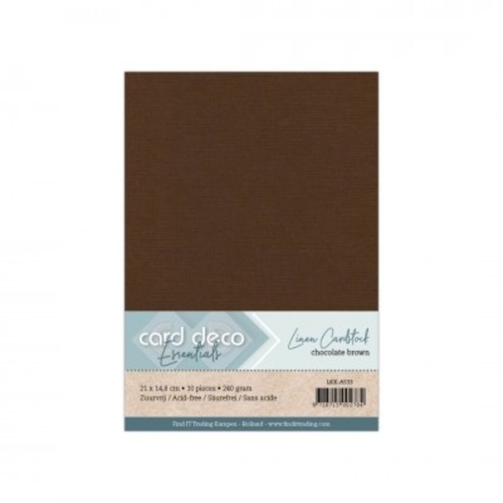 Card Deco Linen Cardstock A5 Chocolate Brown (10pcs) (LKKA533