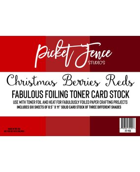 Picket Fence Studios Fabulous Foiling Toner Card Stock Christmas Berries Reds (6pcs) (FT-113) (OUTLET)