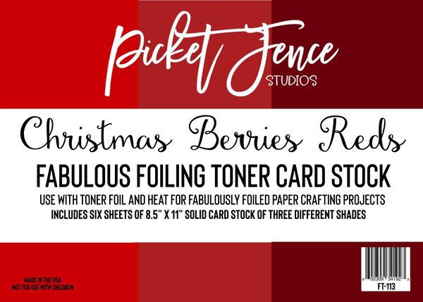 Picket Fence Studios Fabulous Foiling Toner Card Stock Christmas Berries Reds (6pcs) (FT-113) (OUTLET) Picket Fence Studios Fabulous Foiling Toner Card Stock Christmas Berries Reds (6pcs) (FT-113) (OUTLET)