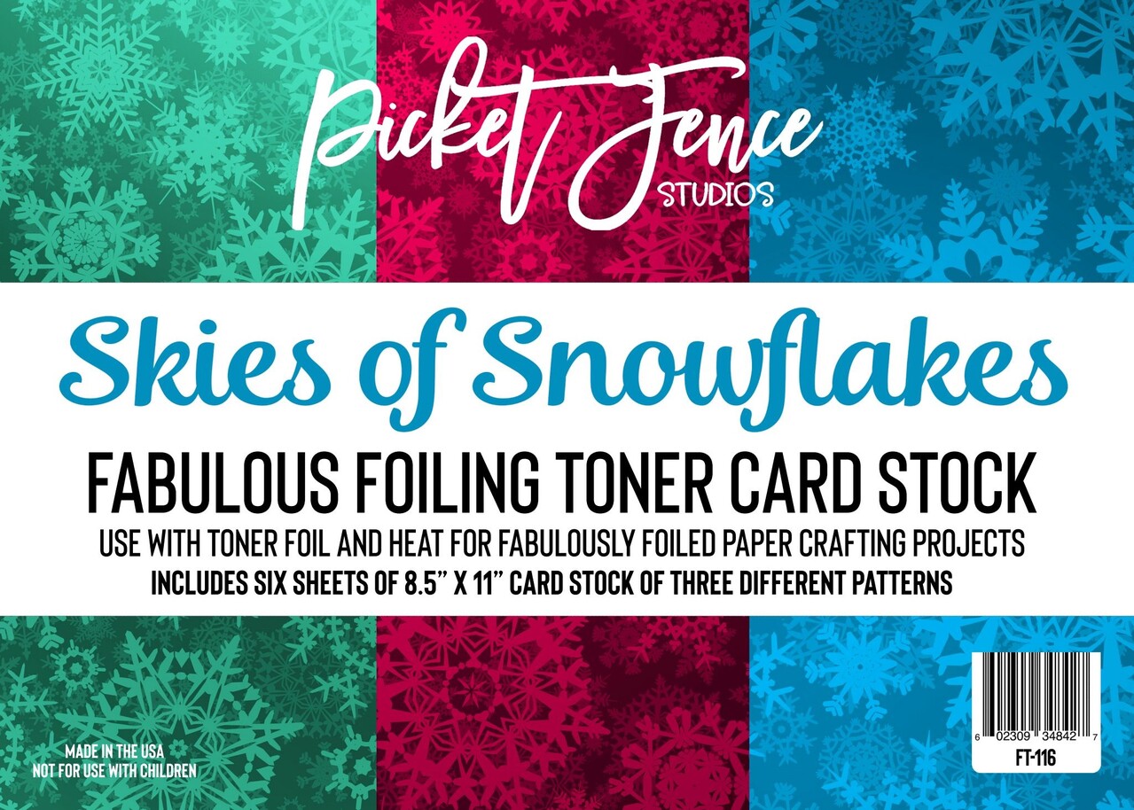 Picket Fence Studios Fabulous Foiling Toner Card Stock Skies of Snowflakes (6pcs) (FT-116) (OUTLET)