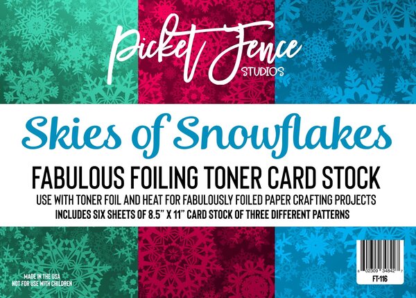 Picket Fence Studios Fabulous Foiling Toner Card Stock Skies of Snowflakes (6pcs) (FT-116) (OUTLET)