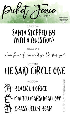 Picket Fence Studios Interactive Sassy Card Stamping: Which Flavor 3x4 Inch Clear Stamps (IS-100) (OUTLET) Picket Fence Studios Interactive Sassy Card Stamping: Which Flavor 3x4 Inch Clear Stamps (IS-100) (OUTLET)