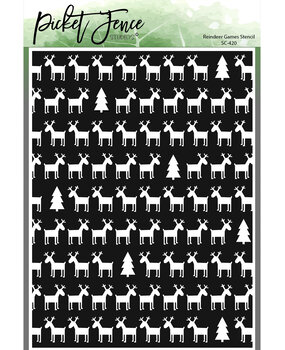 Picket Fence Studios Reindeer Games 6x8 Inch Stencil (SC-420) (OUTLET)
