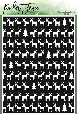 Picket Fence Studios Reindeer Games 6x8 Inch Stencil (SC-420) (OUTLET)