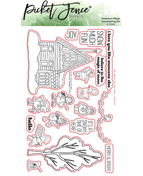 Picket Fence Studios Snowman Village 4x6 Inch Metal Dies (C-155D) (OUTLET)