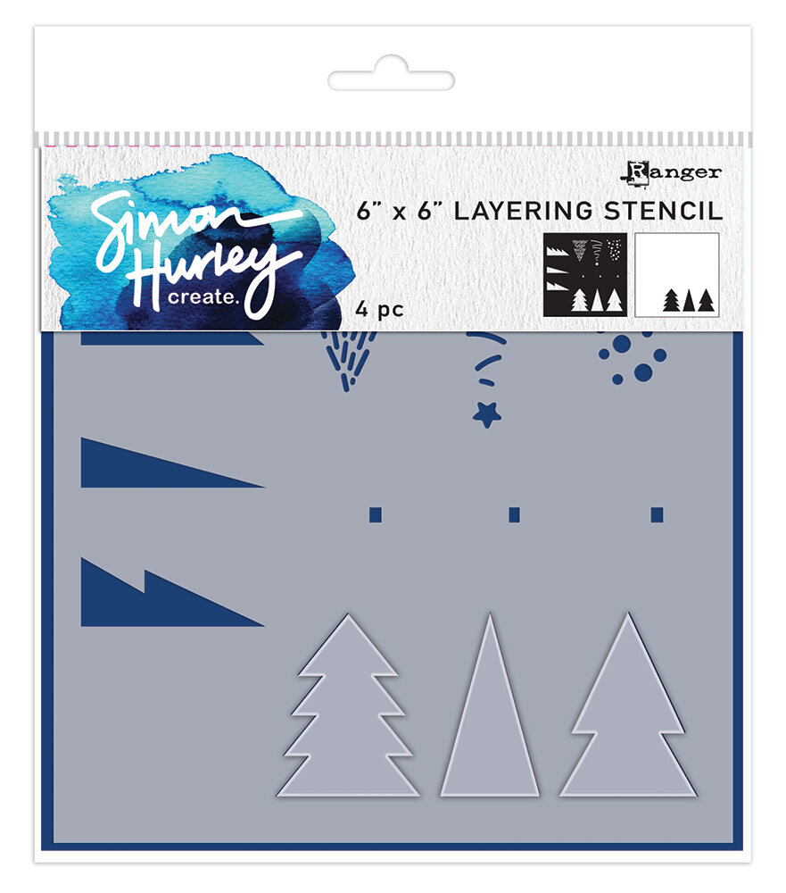 Ranger Simon Hurley create. Stencils 6x6 Inch Mod Christmas Trees (HUS81005) (DISCONTINUED)