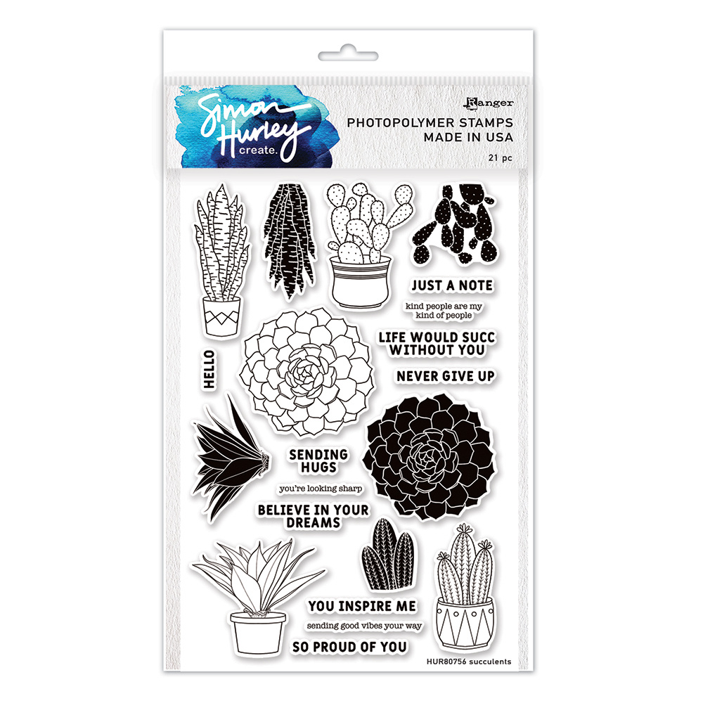 Simon Hurley create. Photopolymer Stamps 6x9 Inch Succulents (HUR80756 ...