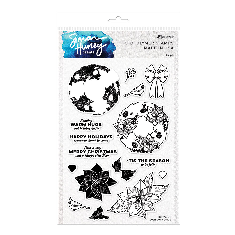 Ranger Simon Hurley create. Photopolymer Stamps 6x9 Inch Posh Poinsettas (HUR74298) (DISCONTINUED) Ranger Simon Hurley create. Photopolymer Stamps 6x9 Inch Posh Poinsettas (HUR74298) (DISCONTINUED)