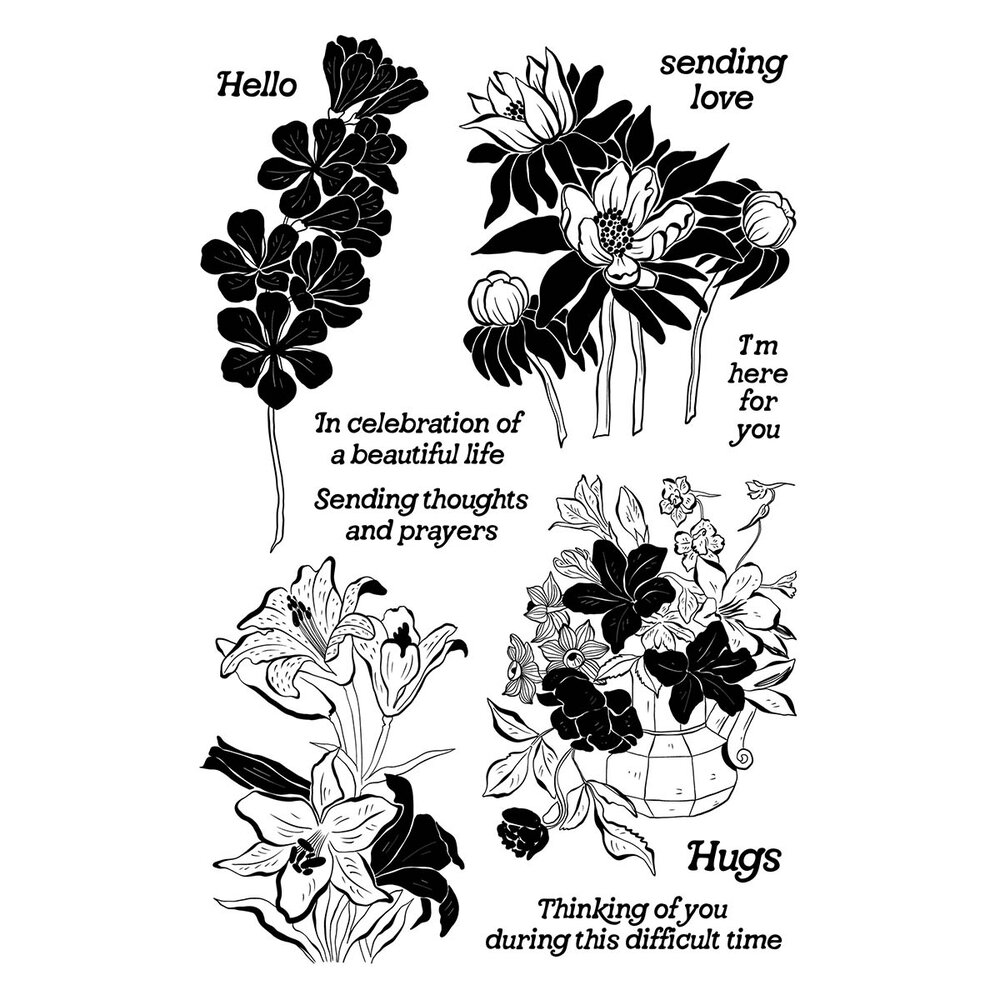 Ranger Simon Hurley create. Photopolymer Stamps 6x9 Inch Inked Blooms (HUR83344) (DISCONTINUED)
