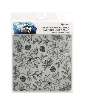 Ranger Simon Hurley create. Background Stamp 6x6 Inch Festive Florals (HUR78982) (DISCONTINUED)