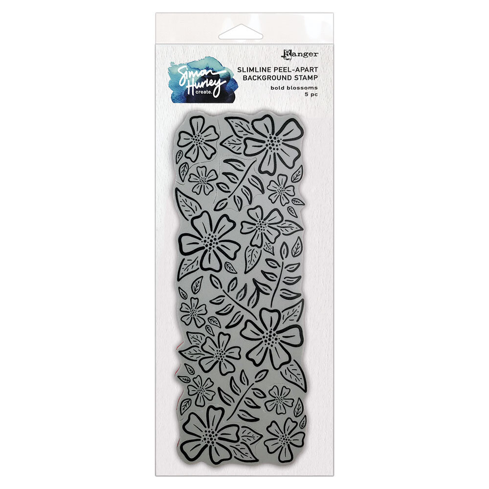 Ranger Simon Hurley create. Background Stamp Slimline Bold Blossoms (HUR77954) (DISCONTINUED)