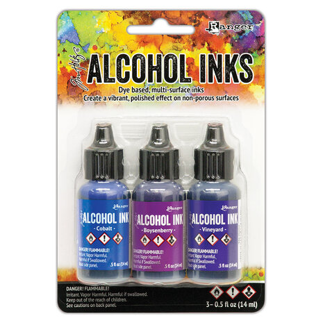 Ranger Tim Holtz Alcohol Ink - Kit Indigo/Violet Spectrum 3x0.5 oz (TAK69775) Ranger Tim Holtz Alcohol Ink - Kit Indigo/Violet Spectrum 3x0.5 oz (TAK69775)