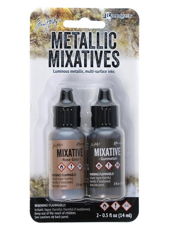 Ranger Tim Holtz Metallic Mixative Kits Rose Gold & Gunmetal (TAK58762) Ranger Tim Holtz Metallic Mixative Kits Rose Gold & Gunmetal (TAK58762)