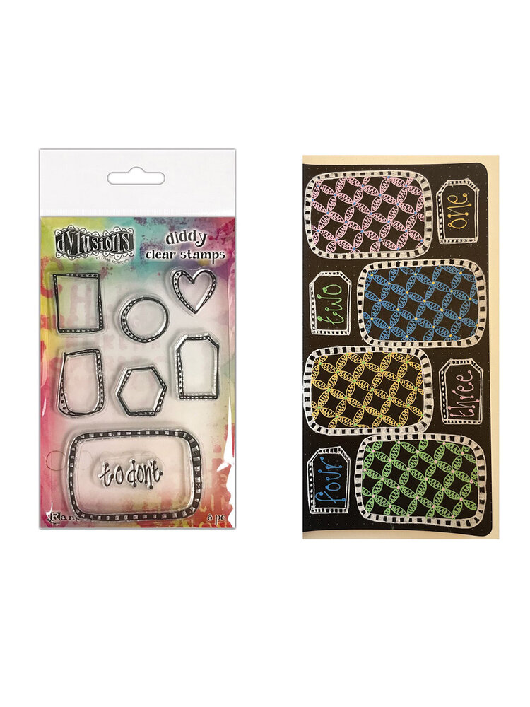 Ranger Dyan Reaveley Dylusions Diddy Clear Stamps Box it Up (DYB79989) (DISCONTINUED)