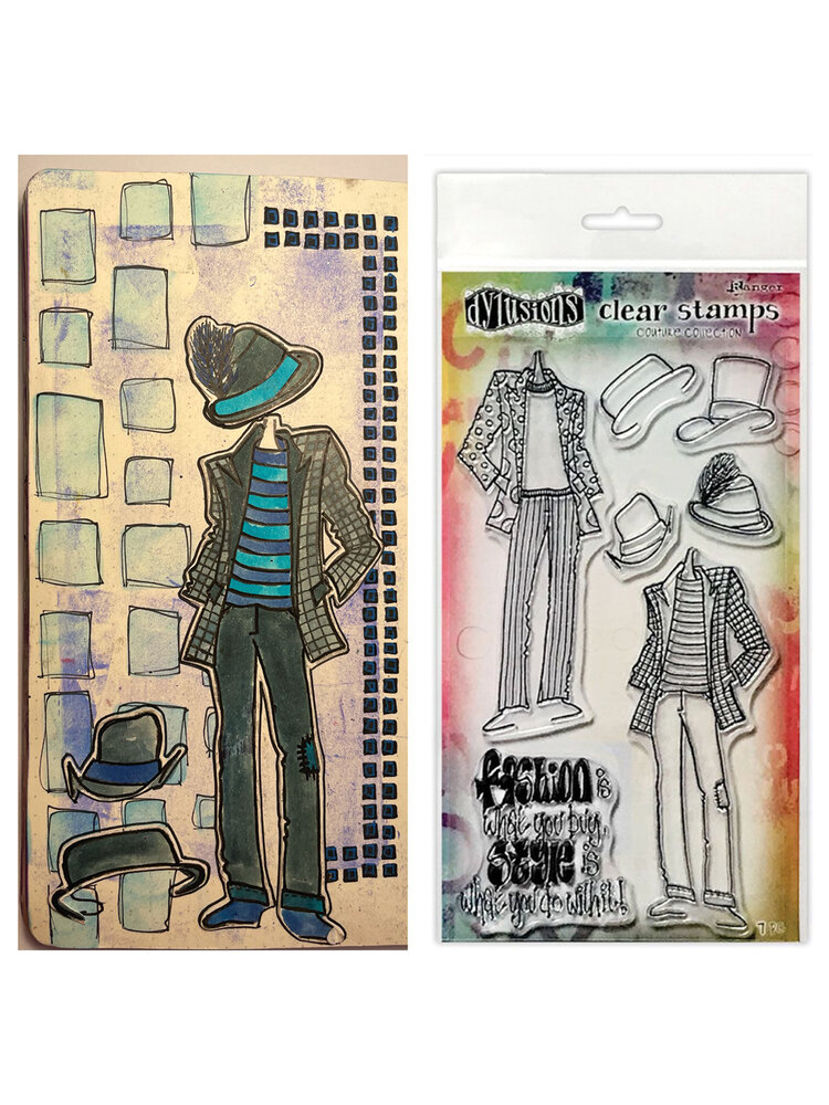 Ranger Dyan Reaveley Dylusions Couture Stamps Man About Town, Duo (DYB78371) (DISCONTINUED) Ranger Dyan Reaveley Dylusions Couture Stamps Man About Town, Duo (DYB78371) (DISCONTINUED)