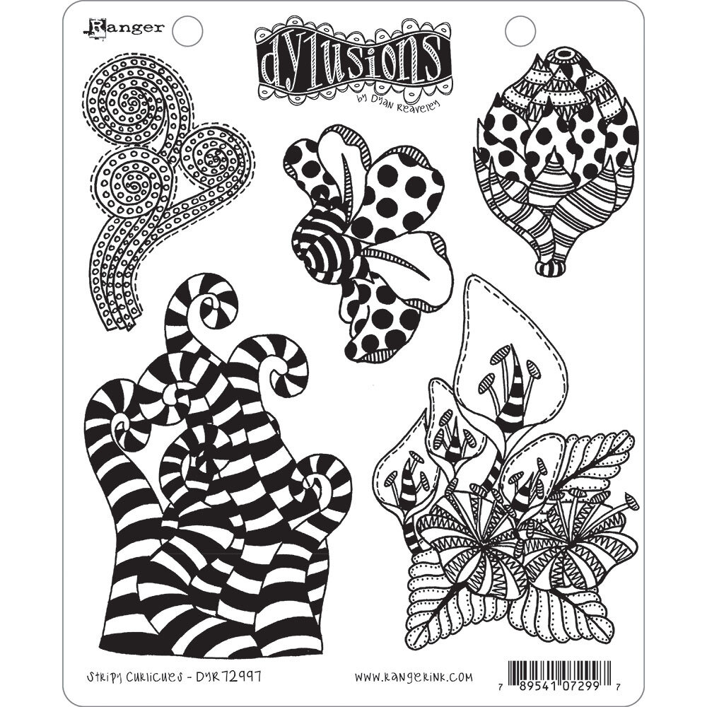 Ranger Dyan Reaveley Dylusions Stamps Stripy Curlicues (DYR72997) (DISCONTINUED) Ranger Dyan Reaveley Dylusions Stamps Stripy Curlicues (DYR72997) (DISCONTINUED)