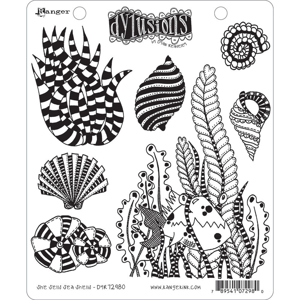 Ranger Dyan Reaveley Dylusions Stamps She Sells Sea Shells (DYR72980) (DISCONTINUED) Ranger Dyan Reaveley Dylusions Stamps She Sells Sea Shells (DYR72980) (DISCONTINUED)