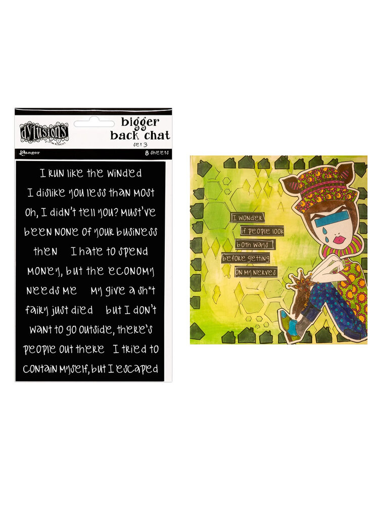 Ranger Dyan Reaveley Dylusions Bigger Back Chat Stickers Large Black Set 3 (DYA81784)