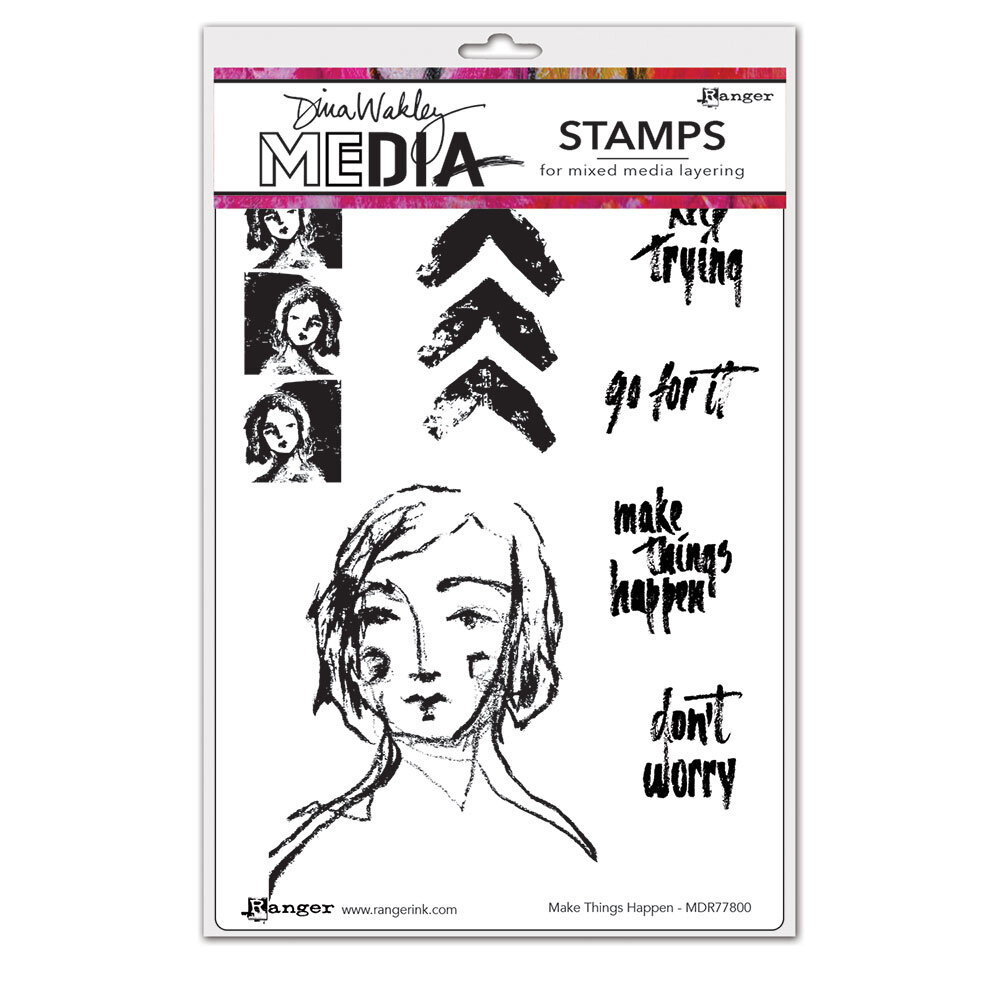 Ranger Dina Wakley MEdia Cling Stamps Make Things Happen (MDR77800) (DISCONTINUED) Ranger Dina Wakley MEdia Cling Stamps Make Things Happen (MDR77800) (DISCONTINUED)