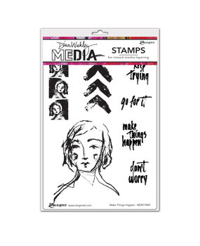 Ranger Dina Wakley MEdia Cling Stamps Make Things Happen (MDR77800) (DISCONTINUED) Ranger Dina Wakley MEdia Cling Stamps Make Things Happen (MDR77800) (DISCONTINUED)