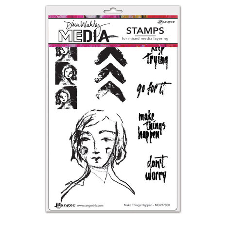 Ranger Dina Wakley MEdia Cling Stamps Make Things Happen (MDR77800) (DISCONTINUED) Ranger Dina Wakley MEdia Cling Stamps Make Things Happen (MDR77800) (DISCONTINUED)