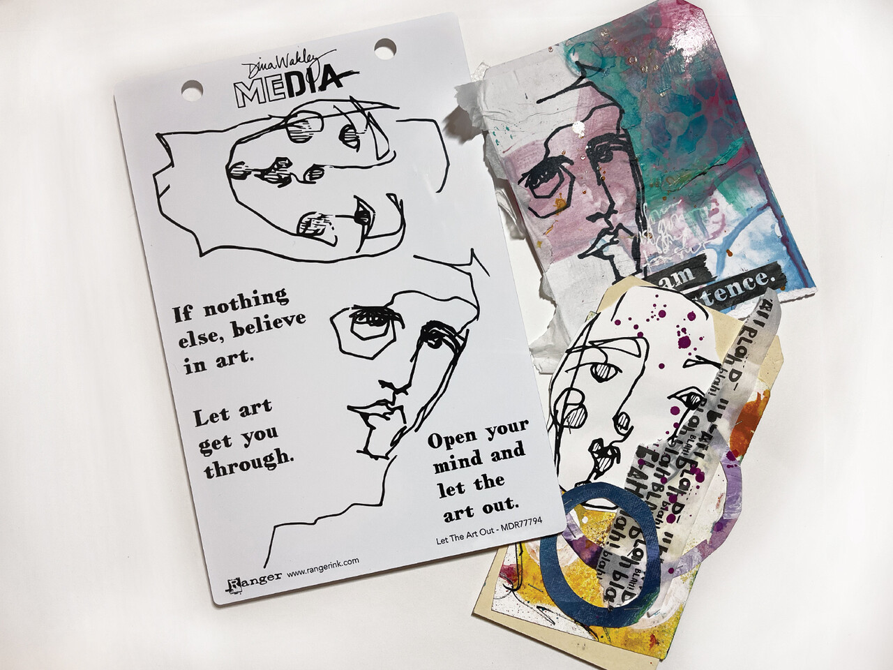 Ranger Dina Wakley MEdia Cling Stamps Let The Art Out (MDR77794) (DISCONTINUED) Ranger Dina Wakley MEdia Cling Stamps Let The Art Out (MDR77794) (DISCONTINUED)
