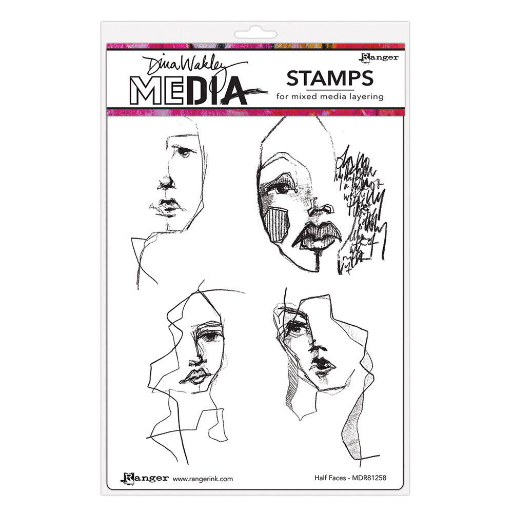 Ranger Dina Wakley MEdia Cling Stamps Half Faces (MDR81258) (DISCONTINUED) Ranger Dina Wakley MEdia Cling Stamps Half Faces (MDR81258) (DISCONTINUED)