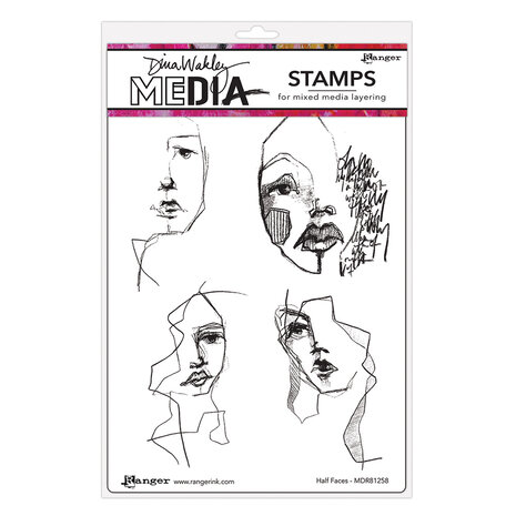 Ranger Dina Wakley MEdia Cling Stamps Half Faces (MDR81258) (DISCONTINUED) Ranger Dina Wakley MEdia Cling Stamps Half Faces (MDR81258) (DISCONTINUED)