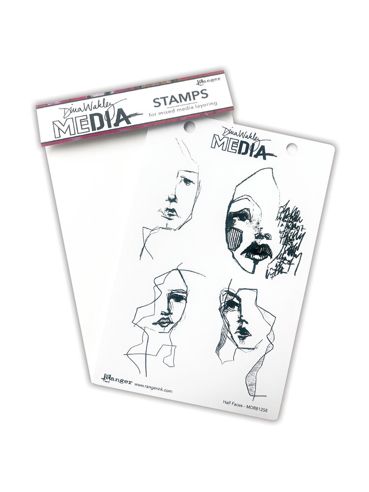 Ranger Dina Wakley MEdia Cling Stamps Half Faces (MDR81258) (DISCONTINUED) Ranger Dina Wakley MEdia Cling Stamps Half Faces (MDR81258) (DISCONTINUED)