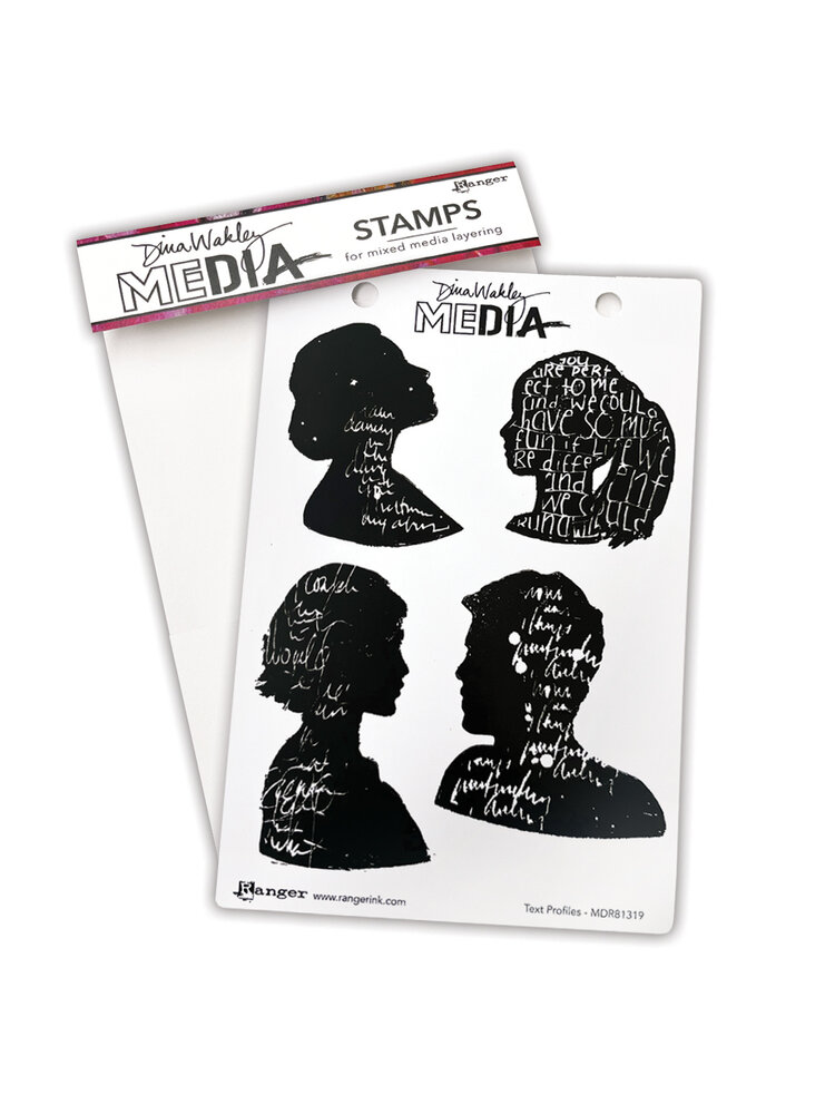 Ranger Dina Wakley MEdia Cling Stamps Text Profiles (MDR81319) (DISCONTINUED)