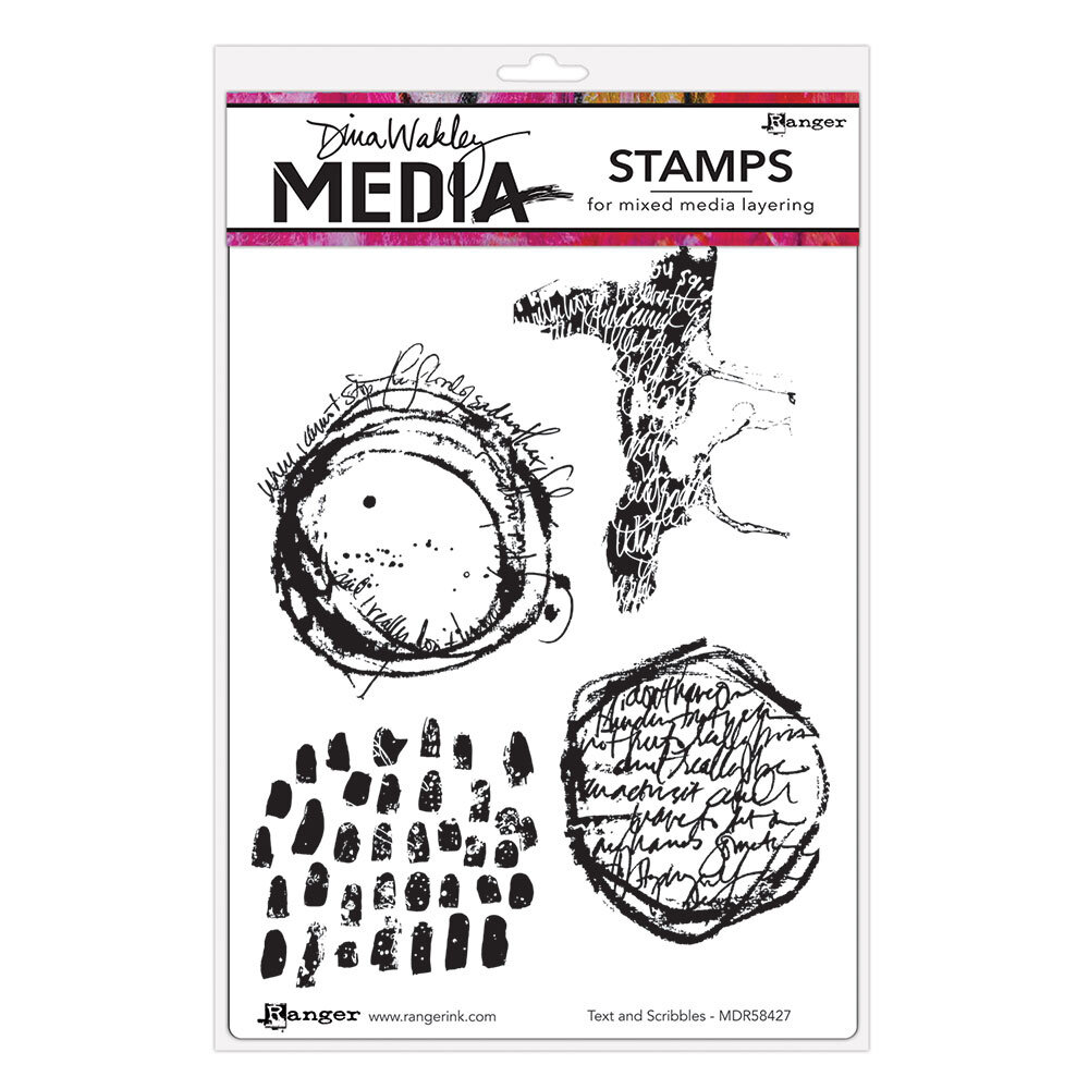 Ranger Dina Wakley MEdia Cling Stamps Text & Scribbles (MDR58427) (DISCONTINUED) Ranger Dina Wakley MEdia Cling Stamps Text & Scribbles (MDR58427) (DISCONTINUED)