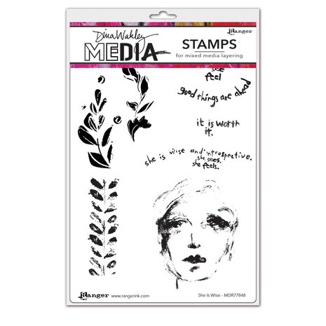 Ranger Dina Wakley MEdia Cling Stamps She Is Wise (MDR77848) (DISCONTINUED) Ranger Dina Wakley MEdia Cling Stamps She Is Wise (MDR77848) (DISCONTINUED)