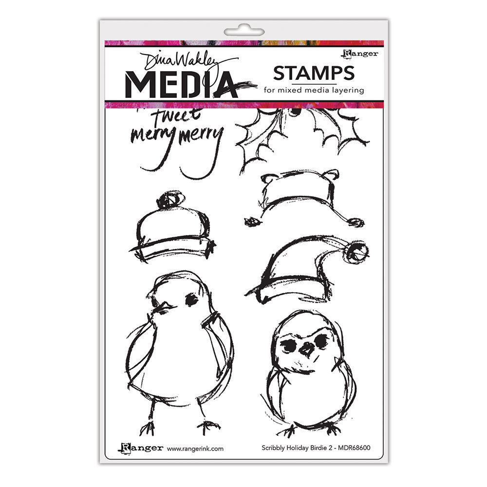 Ranger Dina Wakley MEdia Cling Stamps Scribbly Holiday Birdie 2 (MDR68600) (DISCONTINUED) Ranger Dina Wakley MEdia Cling Stamps Scribbly Holiday Birdie 2 (MDR68600) (DISCONTINUED)