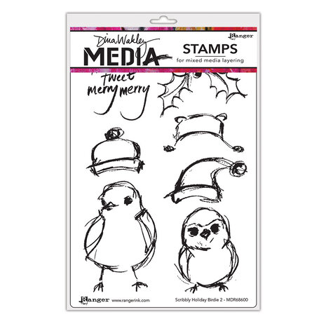 Ranger Dina Wakley MEdia Cling Stamps Scribbly Holiday Birdie 2 (MDR68600) (DISCONTINUED) Ranger Dina Wakley MEdia Cling Stamps Scribbly Holiday Birdie 2 (MDR68600) (DISCONTINUED)