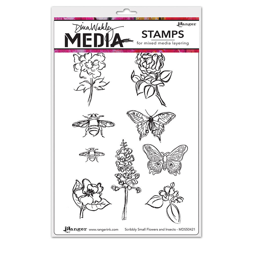 Ranger Dina Wakley MEdia Cling Stamps Scribbly Flowers & Insects (MDR50421) (DISCONTINUED) Ranger Dina Wakley MEdia Cling Stamps Scribbly Flowers & Insects (MDR50421) (DISCONTINUED)
