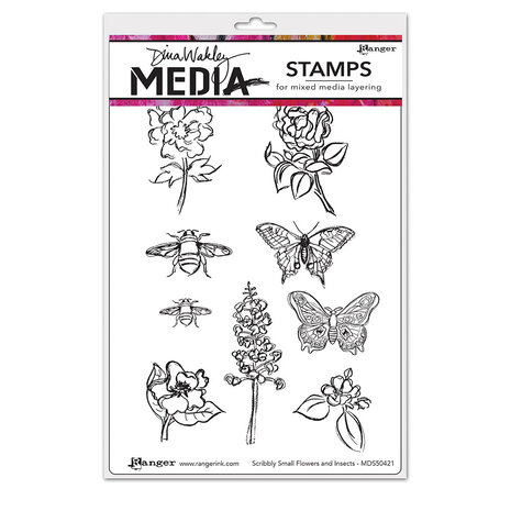 Ranger Dina Wakley MEdia Cling Stamps Scribbly Flowers & Insects (MDR50421) (DISCONTINUED) Ranger Dina Wakley MEdia Cling Stamps Scribbly Flowers & Insects (MDR50421) (DISCONTINUED)