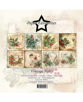 Paper Favourites Vintage Holly 12x12 Inch Paper Pack (PF462) (DISCONTINUED)