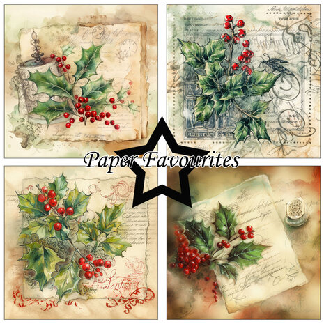 Paper Favourites Vintage Holly 12x12 Inch Paper Pack (PF462) (DISCONTINUED) Paper Favourites Vintage Holly 12x12 Inch Paper Pack (PF462) (DISCONTINUED)