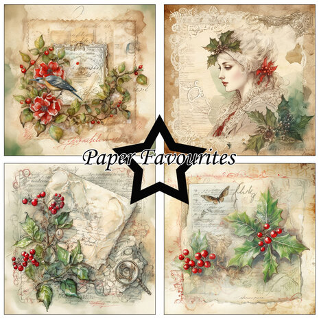 Paper Favourites Vintage Holly 12x12 Inch Paper Pack (PF462) (DISCONTINUED) Paper Favourites Vintage Holly 12x12 Inch Paper Pack (PF462) (DISCONTINUED)