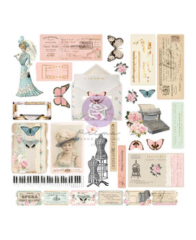 Prima Marketing French Blue Ephemera Junk Journal Bits (60pcs) (999834) (DISCONTINUED)