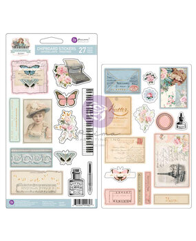 Prima Marketing French Blue Chipboard Stickers (27pcs) (999827) (DISCONTINUED)