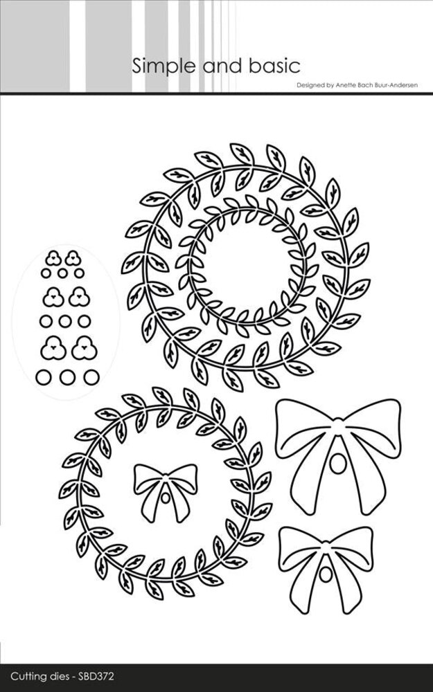 Simple and Basic Dies Wreath w/Berries & Bows (SBD372) (DISCONTINUED)